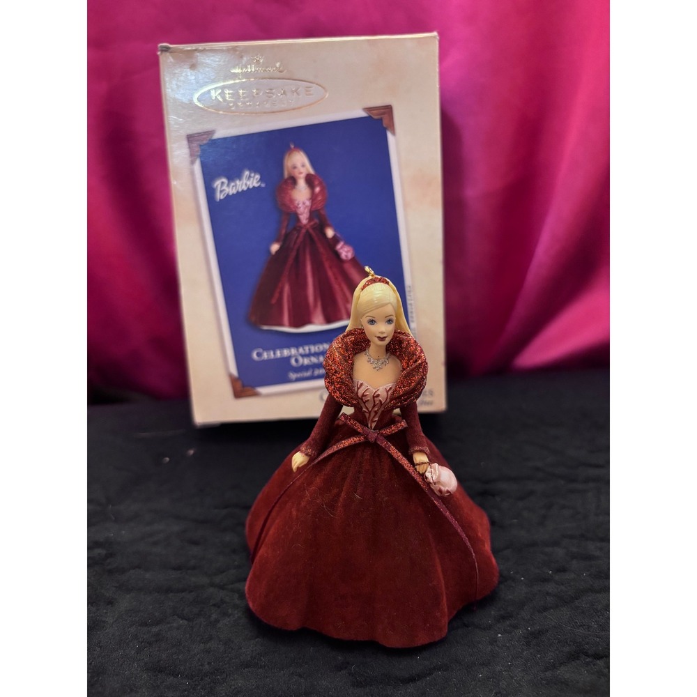 Hallmark Keepsake Barbie Celebration Ornament Special 2000 Edition Burgundy Gown